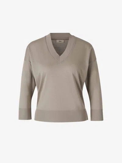Herno Lyocell Knitted Sweater In Gray