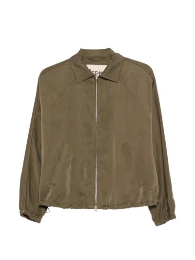 Herno Lyocell Zip Jacket In Green