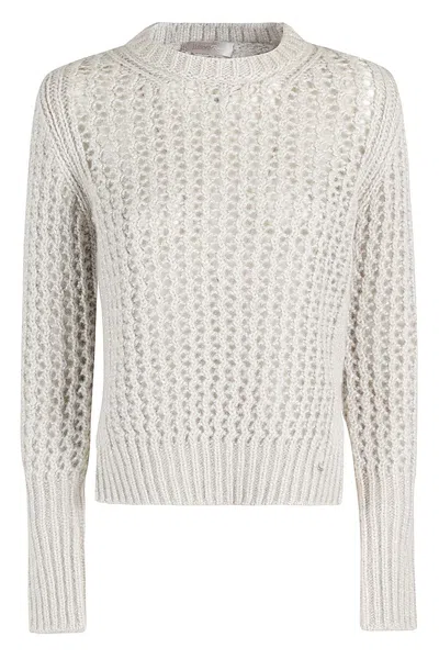 Herno Crewneck Knitted Jumper In Beige
