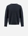 Herno Sweater In Plain Alpaca Wool In Navy