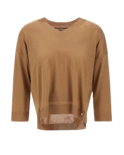 Herno Maglia Glam Knit Effect Cammello In Multi