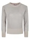 Herno Ribbed Alpaca Knit Sweater With Delicate Sequins In White