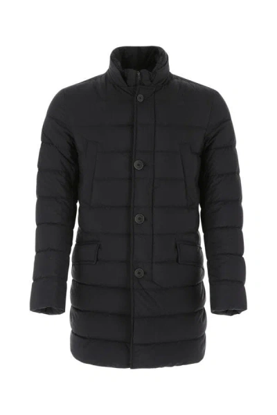 Herno Layered Straight-hem Padded Coat In Black