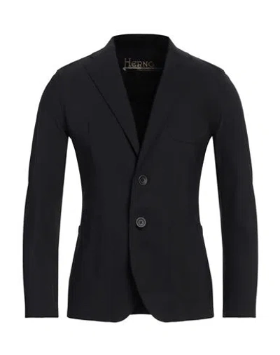 Herno Man Blazer Black Size 34 Polyamide, Elastane In Black