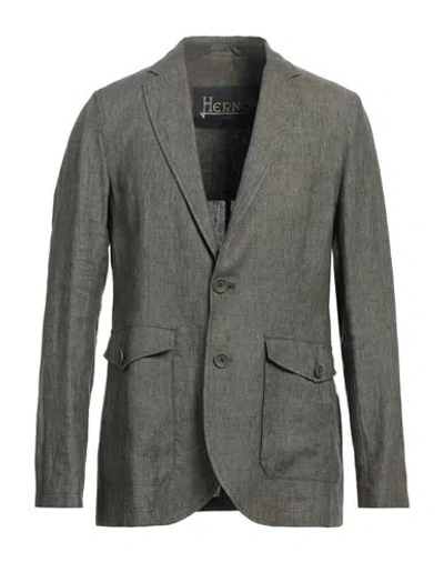 Herno Man Blazer Dark Green Size 40 Linen