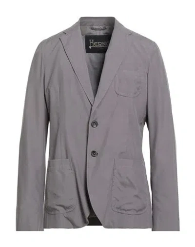 Herno Man Blazer Grey Size 40 Viscose, Polyester In Gray