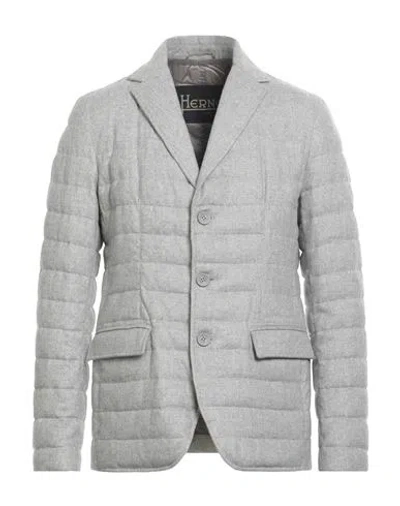 Herno Man Blazer Light Grey Size 40 Silk, Cashmere In Gray