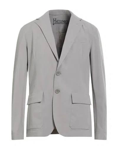 Herno Man Blazer Light Grey Size 44 Polyamide, Elastane In Gray