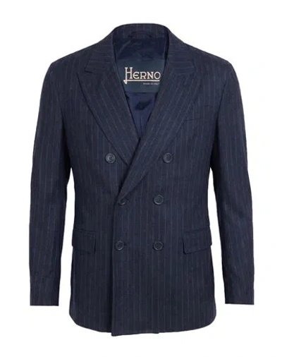 Herno Man Blazer Navy Size 38 Polyester In Blue