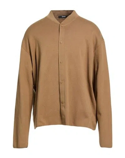 Herno Man Cardigan Sand Size 40 Cotton, Polyester In Pattern