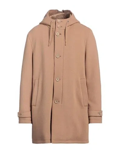 Herno Man Coat Camel Size 46 Virgin Wool, Polyamide In Beige