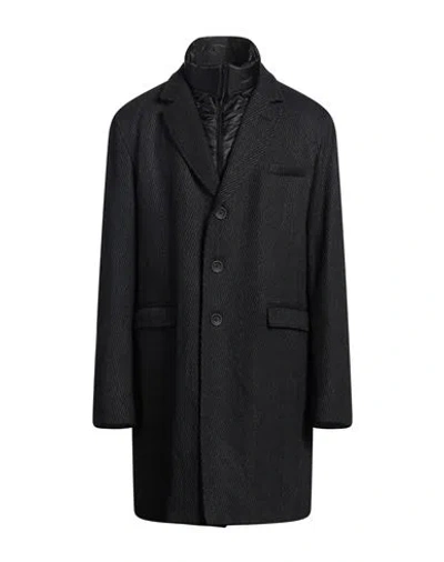 Herno Man Coat Charcoal Size 48 Virgin Wool, Polyester In Black