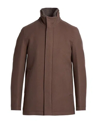 HERNO HERNO MAN COAT CHOCOLATE BROWN SIZE 36 WOOL, POLYAMIDE