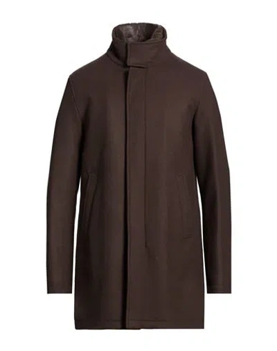Herno Man Coat Chocolate Brown Size 40 Wool, Polyamide, Polyester