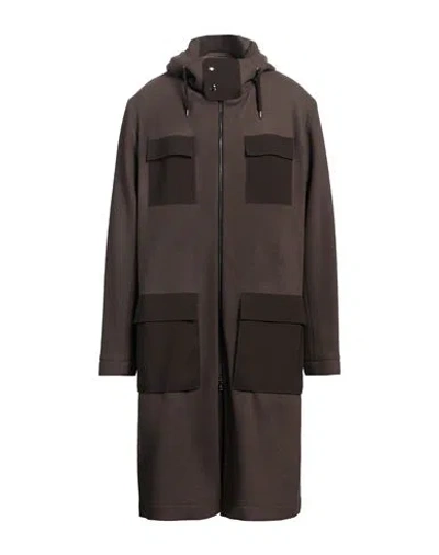 Herno Man Coat Dark Brown Size 40 Virgin Wool, Polyamide, Elastane