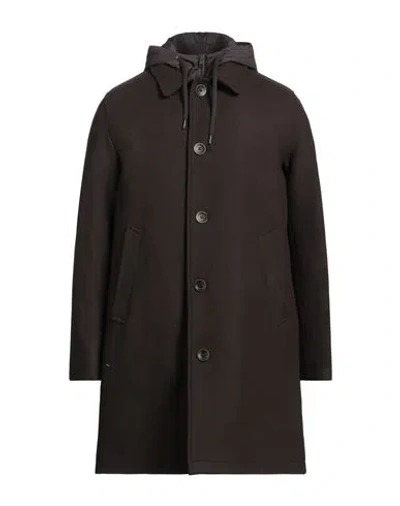 Herno Man Coat Dark Brown Size 46 Virgin Wool, Polyamide