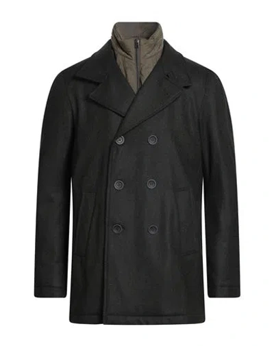 Herno Man Coat Dark Green Size 40 Virgin Wool, Cashmere, Polyurethane, Polyester In Black