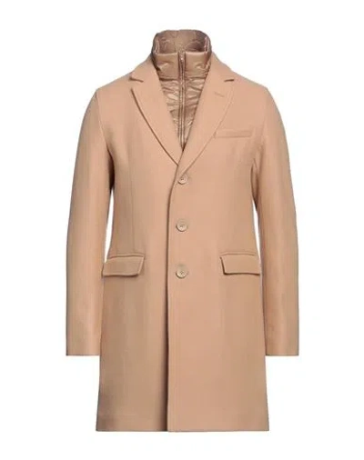 Herno Man Coat Light Brown Size 40 Wool, Polyamide In Beige