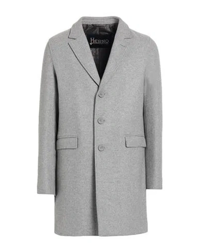 Herno Man Coat Light Grey Size 42 Wool, Polyamide In Gray