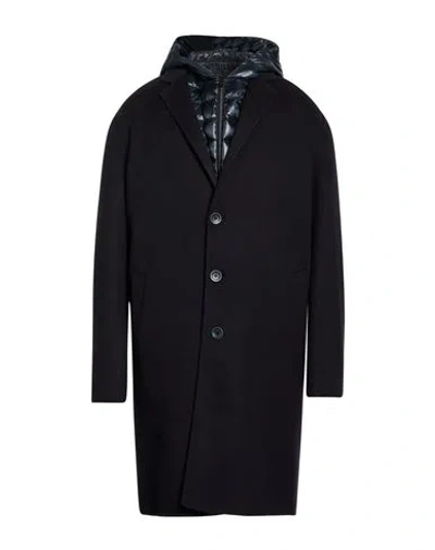 Herno Man Coat Midnight Blue Size 44 Cashmere In Black