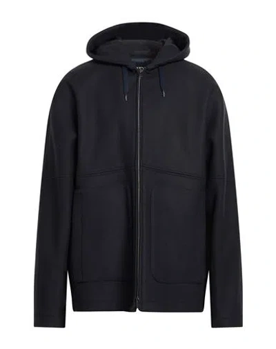 Herno Man Coat Midnight Blue Size 44 Virgin Wool, Polyamide, Polyurethane In Black