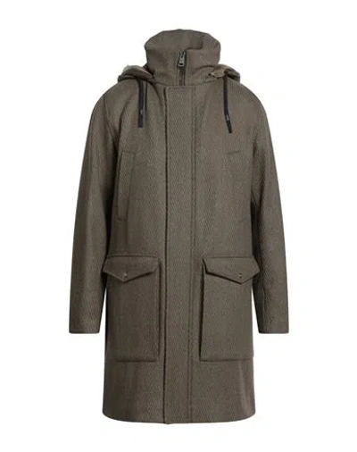 Herno Man Coat Military Green Size 40 Virgin Wool, Polyester In Gray