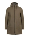Herno Man Coat Military Green Size 40 Viscose In Green