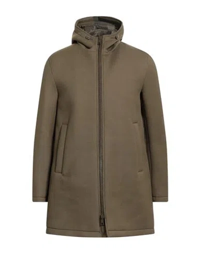 Herno Man Coat Military Green Size 40 Viscose