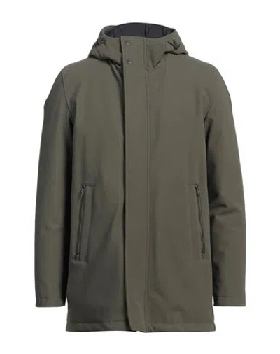 Herno Man Coat Military Green Size 42 Polyamide, Elastane
