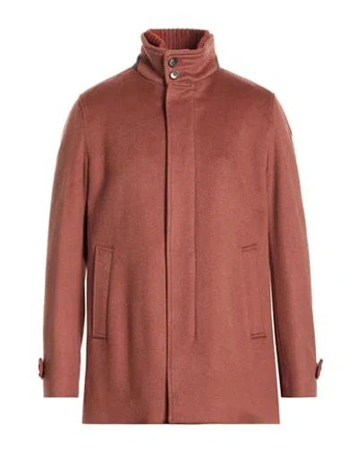Herno Man Coat Rust Size 38 Cashmere In Red