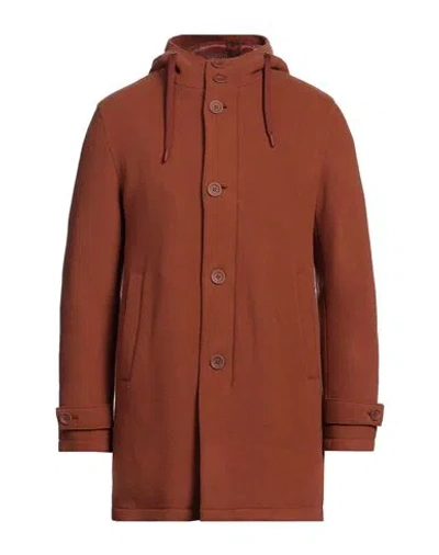 Herno Man Coat Rust Size 40 Virgin Wool, Polyamide In Red