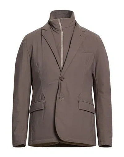 Herno Man Coat Taupe Size 40 Polyamide, Elastane, Polyurethane In Gray