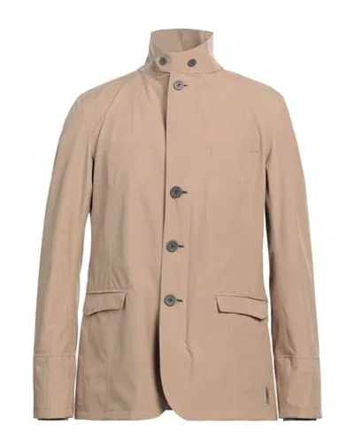 Herno Man Jacket Camel Size 40 Polyester In Neutral