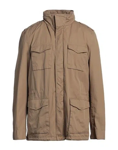 Herno Man Jacket Camel Size 46 Cotton, Polyester In Beige