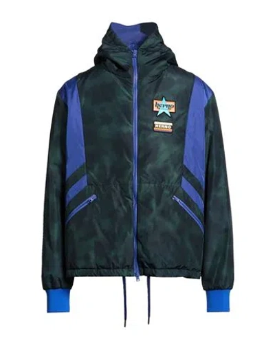 Herno Man Jacket Dark Green Size 40 Polyester, Polyamide In Multi
