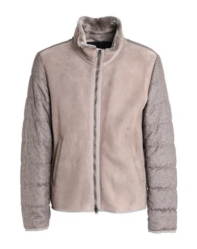 Herno Man Jacket Dove Grey Size 40 Lambskin, Silk, Cashmere