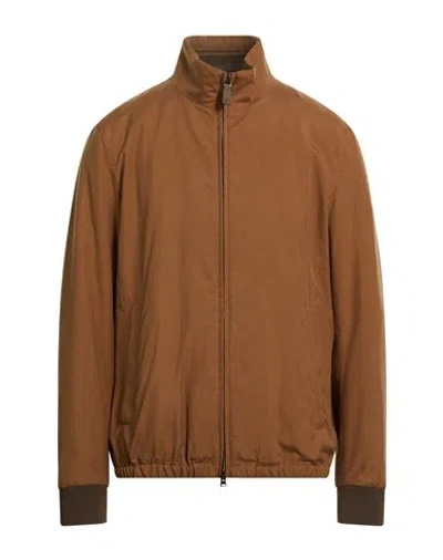 Herno Man Jacket Khaki Size 46 Silk In Brown