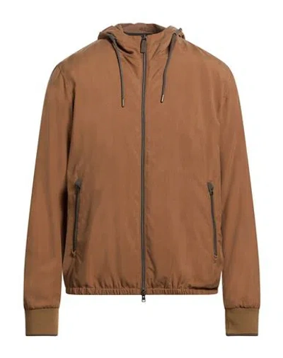 Herno Man Jacket Light Brown Size 40 Silk