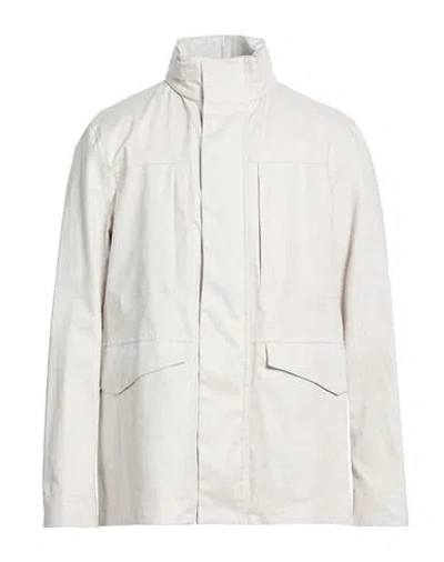Herno Man Jacket Light Grey Size 40 Linen, Polyurethane In Purple