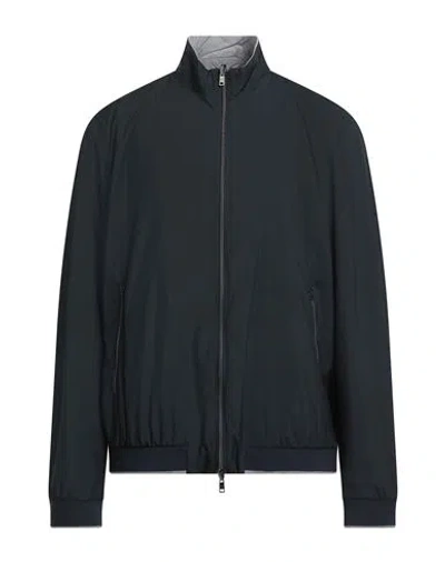 Herno Man Jacket Midnight Blue Size 46 Polyester, Polyurethane, Polyamide, Cotton, Elastane In Black