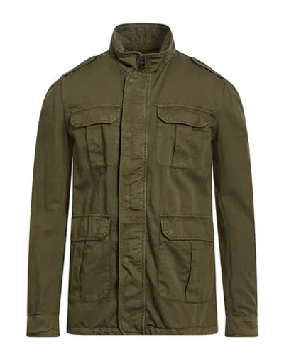 Herno Man Jacket Military Green Size 46 Cotton, Linen