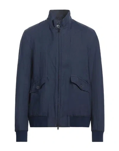 Herno Man Jacket Navy Size 44 Linen, Polyimide, Elastane