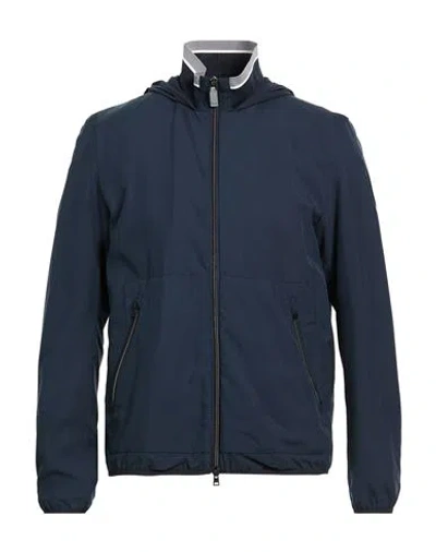 Herno Man Jacket Navy Size 46 Silk, Polyamide, Elastane In Blue