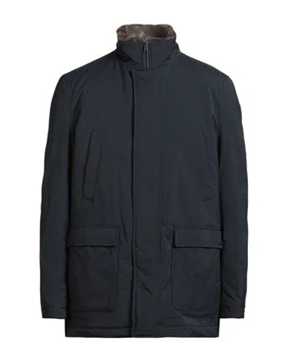 Herno Man Jacket Navy Size 48 Polyester In Blue