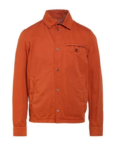 Herno Man Jacket Orange Size 44 Cotton, Linen