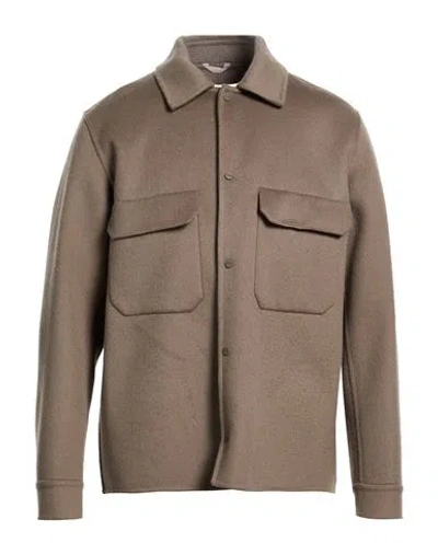 Herno Man Jacket Taupe Size 38 Virgin Wool In Grey