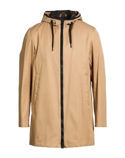 Herno Man Overcoat & Trench Coat Camel Size 44 Cotton In Brown