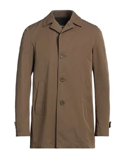 Herno Man Overcoat & Trench Coat Khaki Size 40 Cotton, Polyamide In Brown