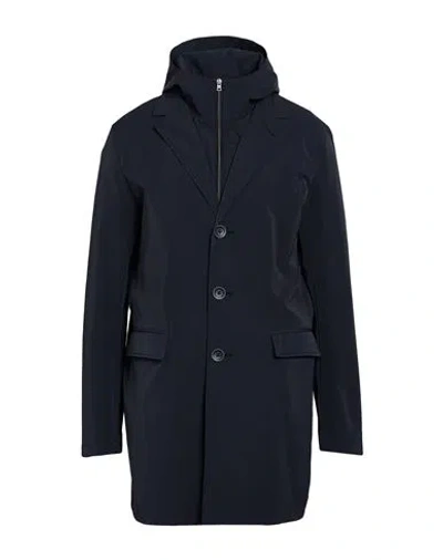 Herno Man Overcoat & Trench Coat Midnight Blue Size 36 Polyester In Black