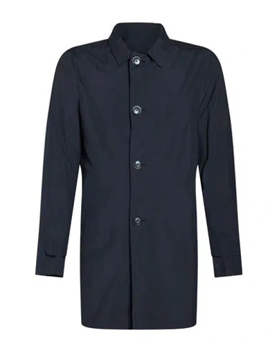 Herno Man Overcoat & Trench Coat Navy Size 36 Silk, Cupro In Black